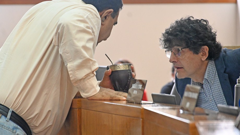 José Luis Artaza (Fuerza Libertaria) y Atilio Sguazzini (MPN) definieron el cronograma de discusión del presupuesto 2026 (foto Florencia Salto)