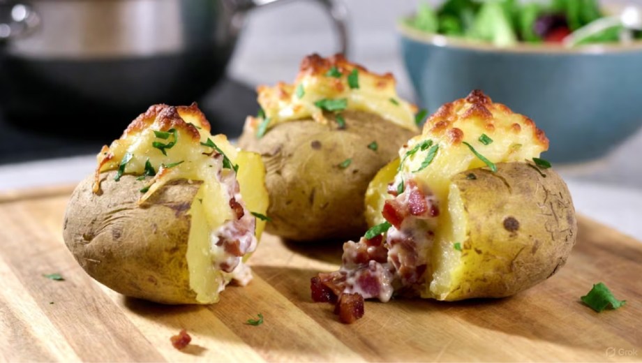 Papas rellenas en el microondas.