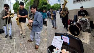 La banda musical que irrumpió en una esquina de Roca y transformó la mañana