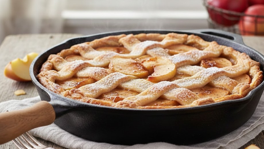 Tarta de manzana en sartén. (Gemini Ai)