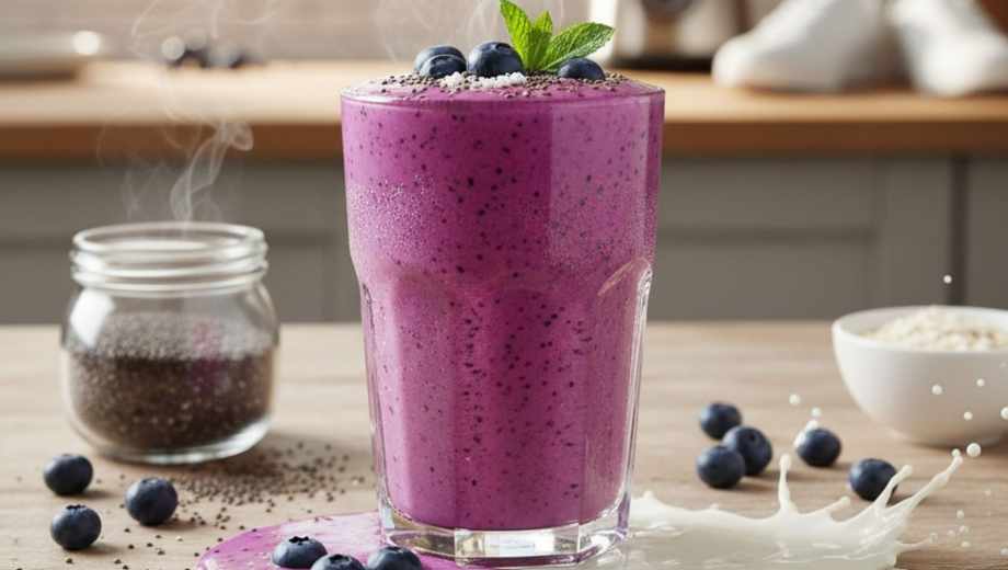 Batido de arándanos y chía.-