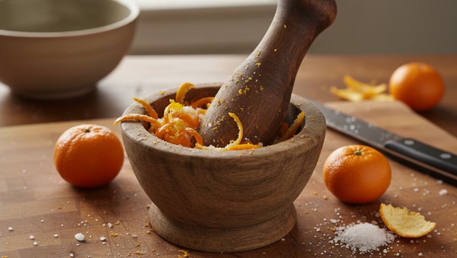 Cáscara de naranja con sal.