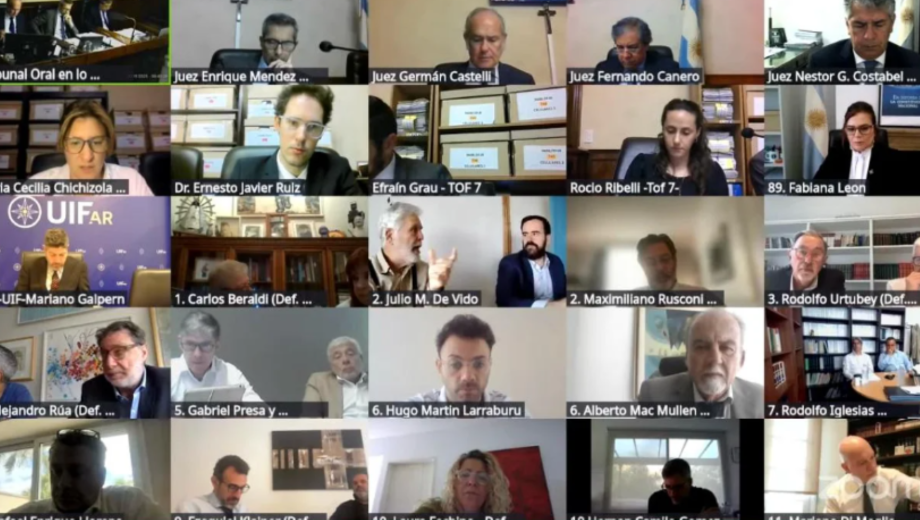 Se hacen dos audiencias semanales por la causa Cuadernos. Foto: Captura video. 