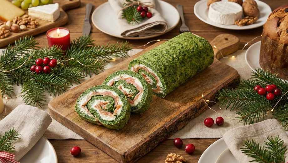 Pionono salado para Navidad. Foto generada por IA.-