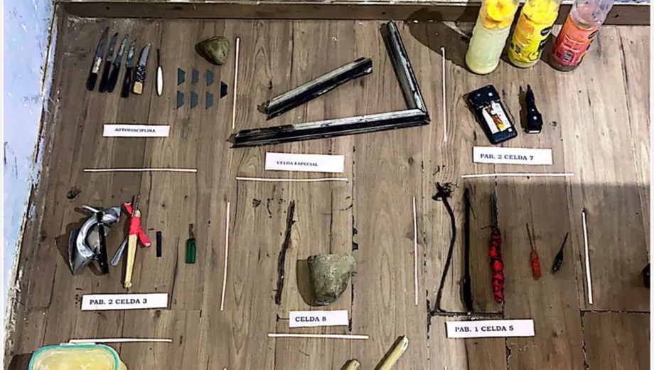 La requisa en el Penal 3 de Bariloche permitió detectar armas caseras. Gentileza