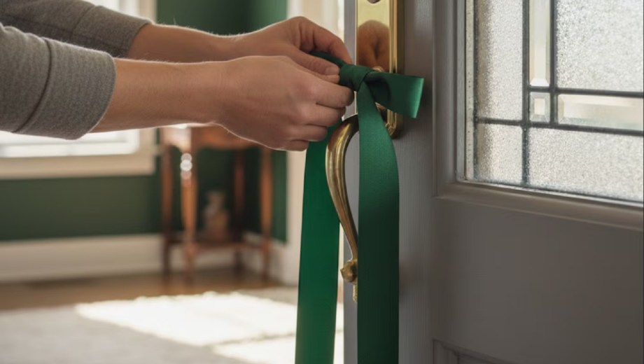 Cinta verde en la puerta de casa.