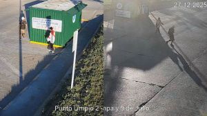 Video | Volvieron a incendiar un contenedor municipal en Roca: quedaron filmados y los atraparon