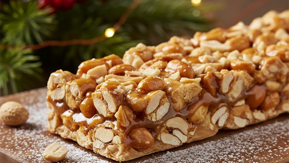 Turrón navideño de maní y caramelo.