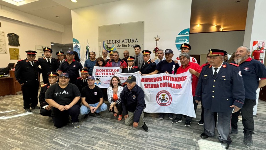Bomberos retirados participaron en la sesión  legislativa del pasado jueves. Foto: gentileza.