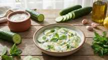 Imagen de Ensalada refrescante de pepino, yogur y menta: receta rápida para el calor