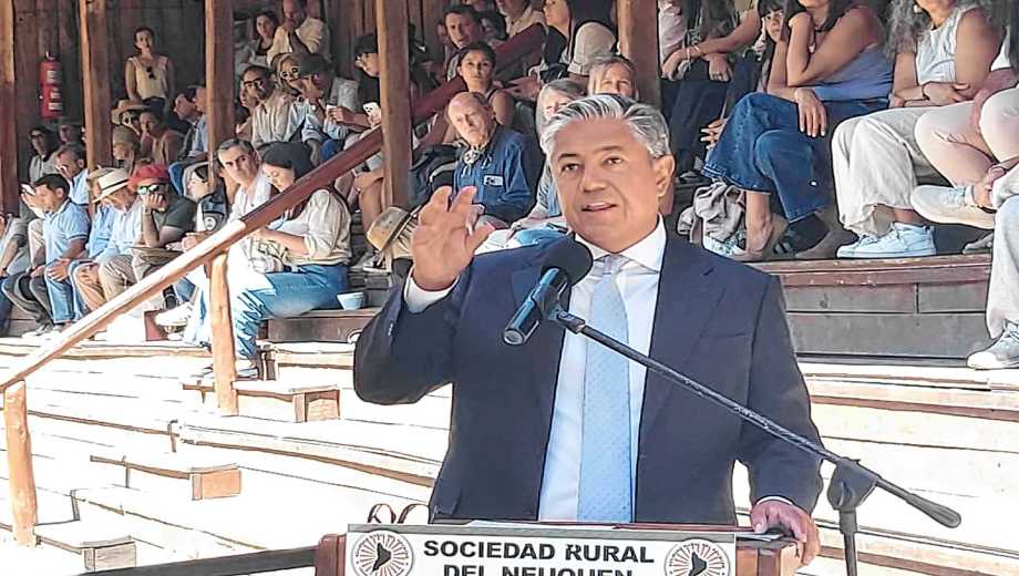 Rolando Figueroa en el acto de la 83° Expo Rural de Junín de los Andes. Foto: José Cusit.