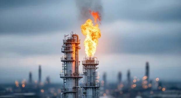 El operativo se desarrolla en la planta de gas El Cóndor. Foto Gentileza.
