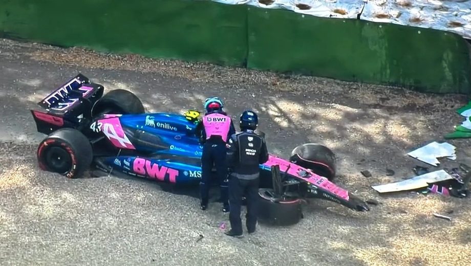 Asi quedó el A525 de Colapinto en el GP de Imola, en el circuito Enzo e Dino Ferrari.