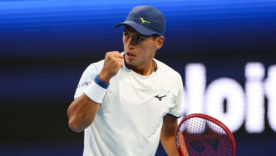 Báez ganó sus tres partidos en Perth y fue el mejor jugador de Argentina en la United Cup. (AFP)