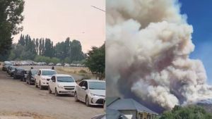 Evacuados, largas filas para cargar nafta y corte en la Ruta 40 en Chubut en medio de los incendios forestales