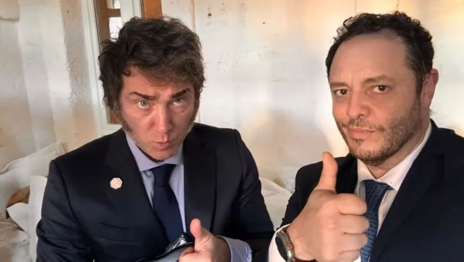 Damián Reidel junto a Javier Milei. Foto: Gentileza.