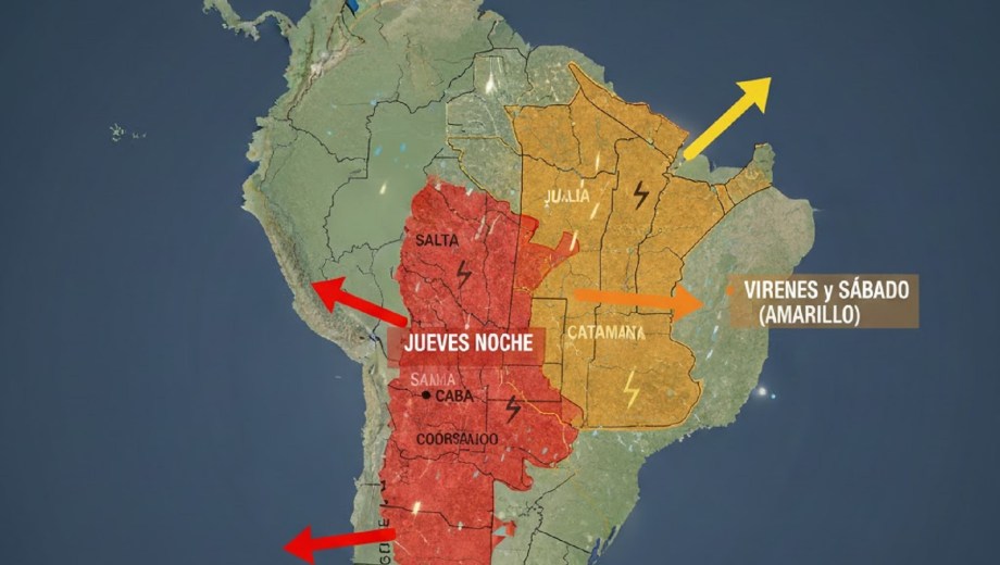 Fuertes tormentas en las próximas 72 horas sobre Argentina.