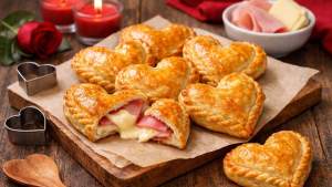 La receta exprés para sorprender en San Valentín con un hojaldre corazón de jamón y queso