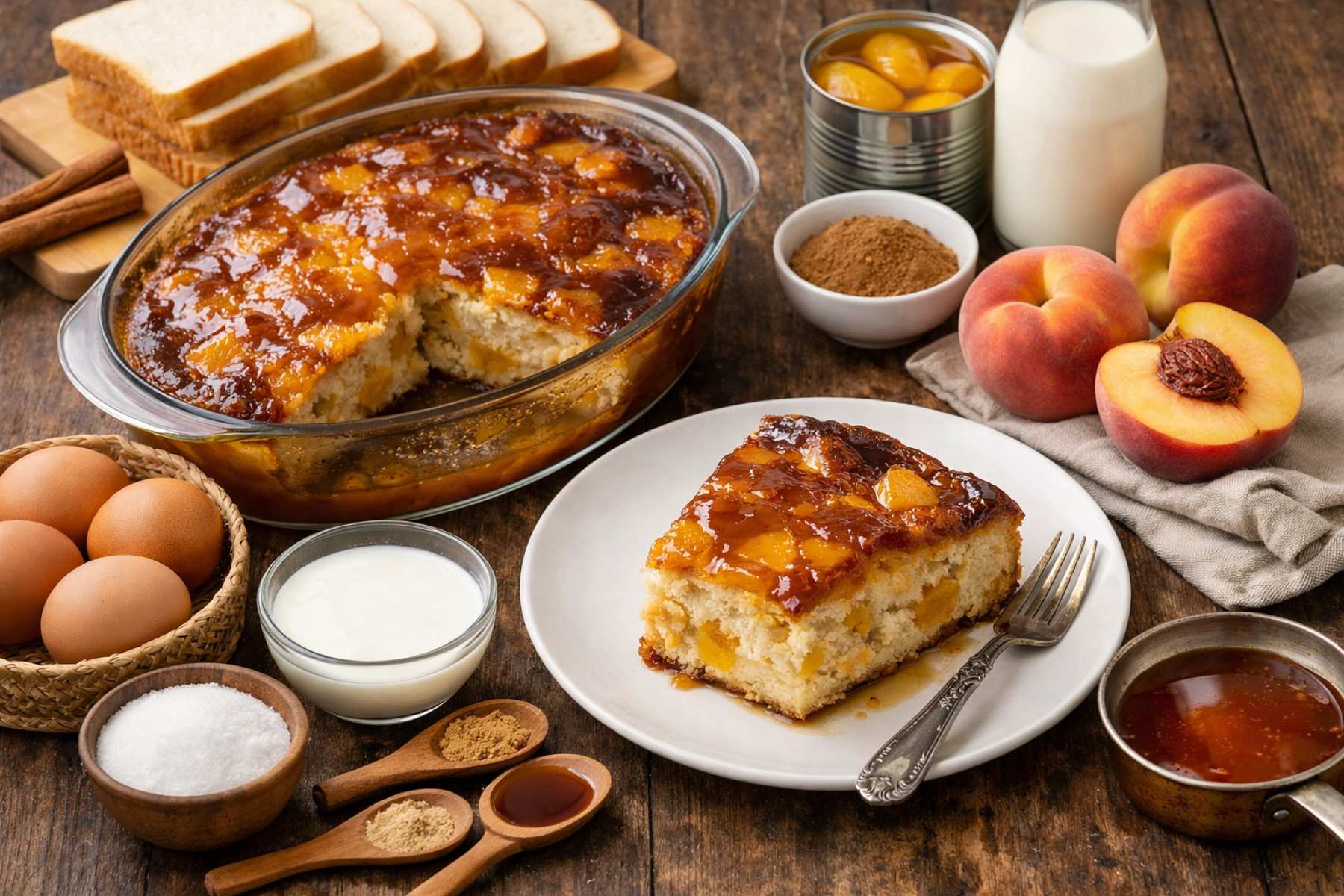 Cómo hacer budín de pan con durazno: paso a paso para obtener un postre húmedo y delicioso