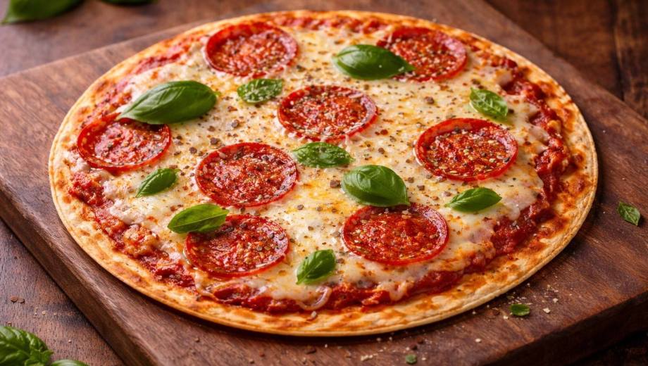 La pizza más rápida del mundo no lleva masa. Imagen generada con IA.