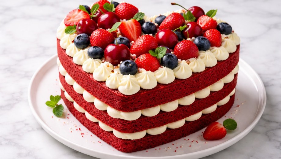 La Red Velvet es una de las tortas más elegidas en San Valentín. Imagen generada con IA.