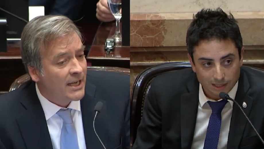 Martín Soria y Enzo Fullone en el debate sobre la reforma de la Ley de Glaciares.