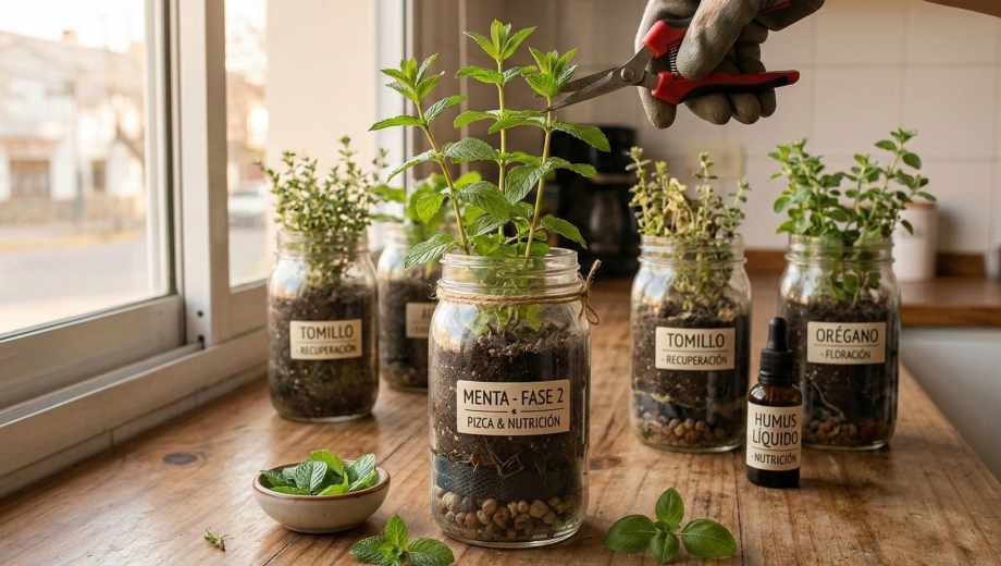 Huerta en frascos nivel experto: el método para que tus aromáticas duren años.-