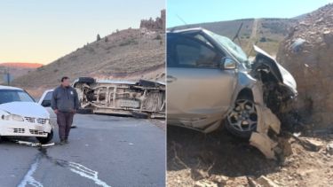 Domingo accidentado en Dina Huapi: choques, un vuelco y dos personas hospitalizadas sobre la Ruta 23