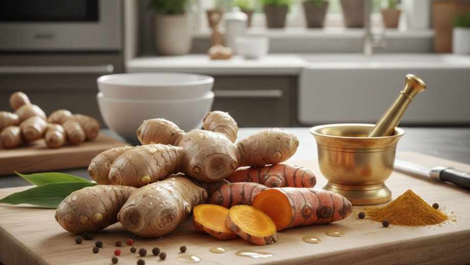 Jengibre y cúrcuma.-