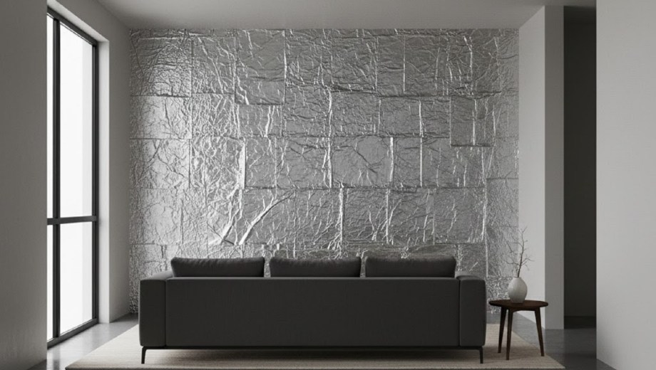 Papel aluminio en las paredes.