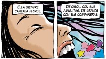 Imagen de «La chica que cantaba flores», la tira de Chelo Candia en el suple Viajes y Turismo