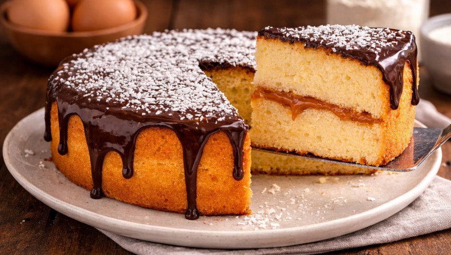 Bizcochuelo casero sin TACC con solo cinco ingredientes. Imagen generada con IA.