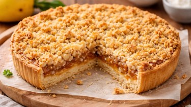 Cómo hacer una tarta crumble de membrillo y coco: receta vegana fácil con topping crocante