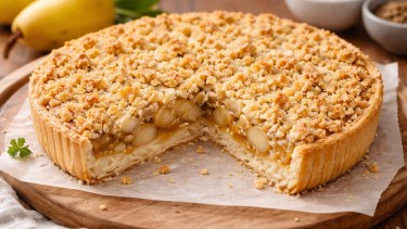 Cómo hacer una tarta crumble de pera sin TACC: receta fácil con cobertura crocante