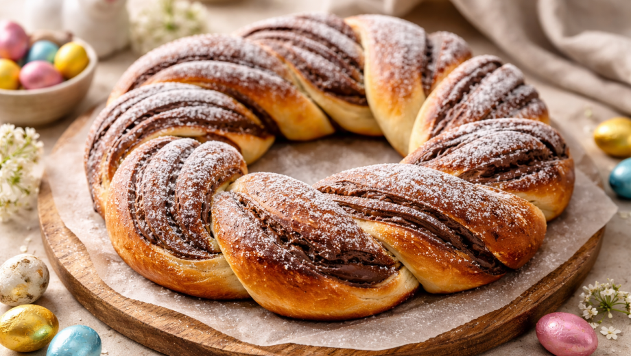 Rosca trenzada de chocolate en Pascua. Imagen ilustrativa.