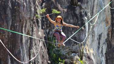 Tres rionegrinos al Mundial de Highline: «¿Qué mejor que convivir en equilibrio en este mundo de opuestos?»