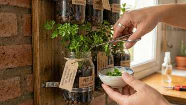 Huerta vertical en frascos: guía para organizar tus aromáticas de forma sencilla