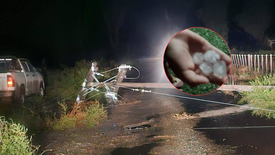 El temporal de granizo, lluvia y viento dejó cortes de luz y daños en el Valle Medio