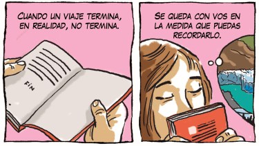 «Un buen Libro», la tira de Chelo Candia en el suple Viajes y Turismo