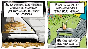 «Otoño en la vereda», la tira de Chelo Candia en el suple Viajes y Turismo