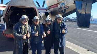 Javier Milei en el USS Nimitz: viajó para participar de los ejercicios navales conjuntos con Estados Unidos