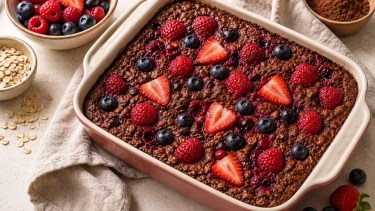 Avena horneada con cacao y frutos rojos: la receta saludable que reemplaza al desayuno tradicional