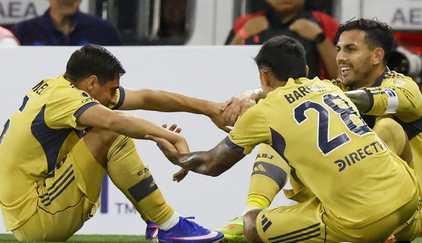 El festejo que ya se convirtió en cábala en Boca. 
