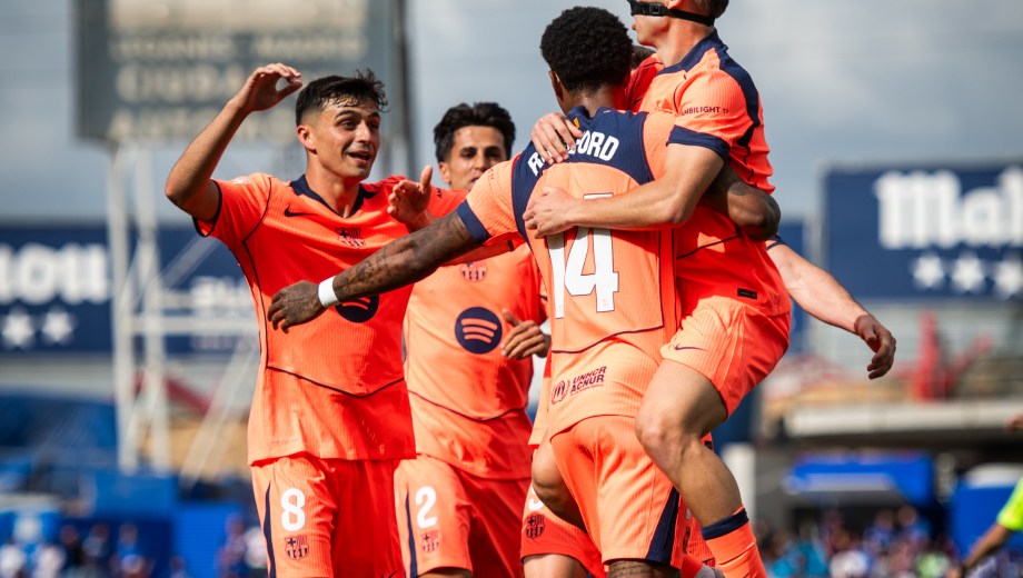 Los jugadores del Barcelona festejan la victoria ante Getafe. Foto: Agencia NA (@FCBarcelona)