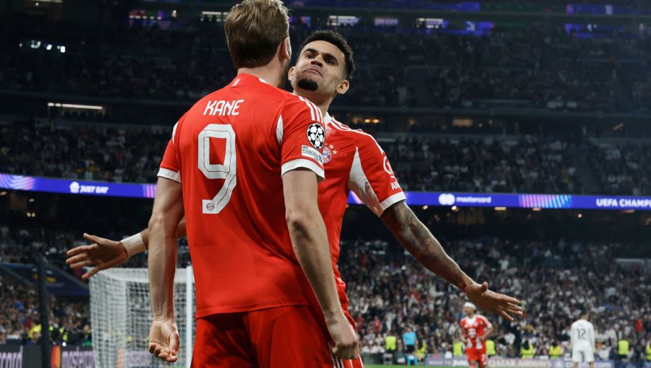 Harry Kane y Luis Díaz marcaron los goles de Bayern Münich en el Santiago Bernabéu. (AFP)