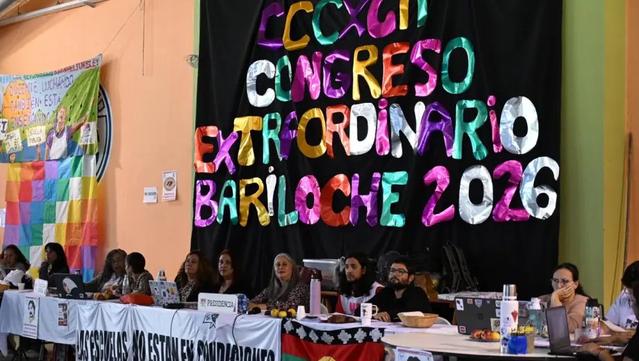 El Congreso de la Unter se desarrolló este martes en Bariloche, con la presencia de representantes de las 18 seccionales. (Foto Alfredo Leiva)