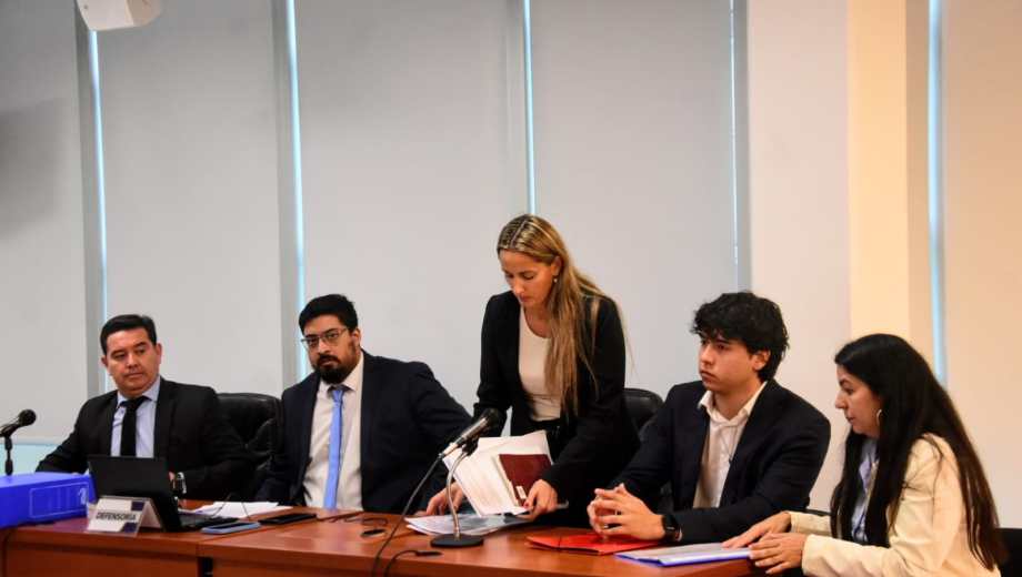 Pino Muñoz, Gómez, Pozzer y los imputados López y Ramírez (foto Cecilia Maletti)