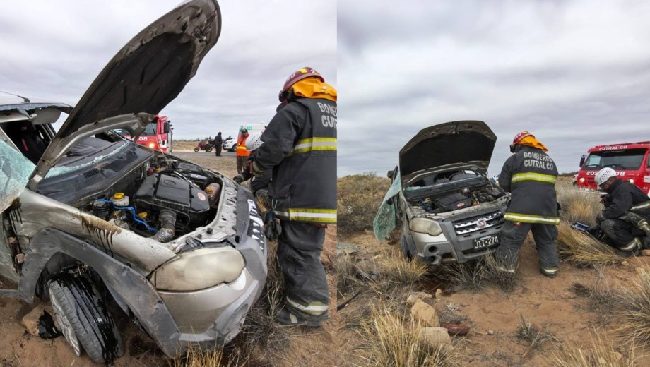 Una mujer volcó en Ruta 22. Foto: Gentileza Bomberos de Cutral Co.