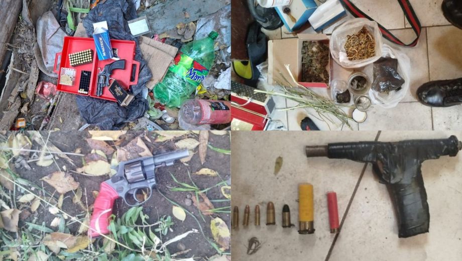 Disparos en barrio Nuevo de Roca: secuestran armas, marihuana y una moto con pedido de captura.
