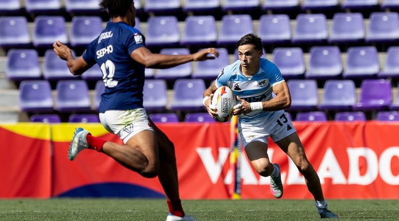 Marcos Moneta, en acción con Los Pumas 7's en el Seven de Valladolid. 